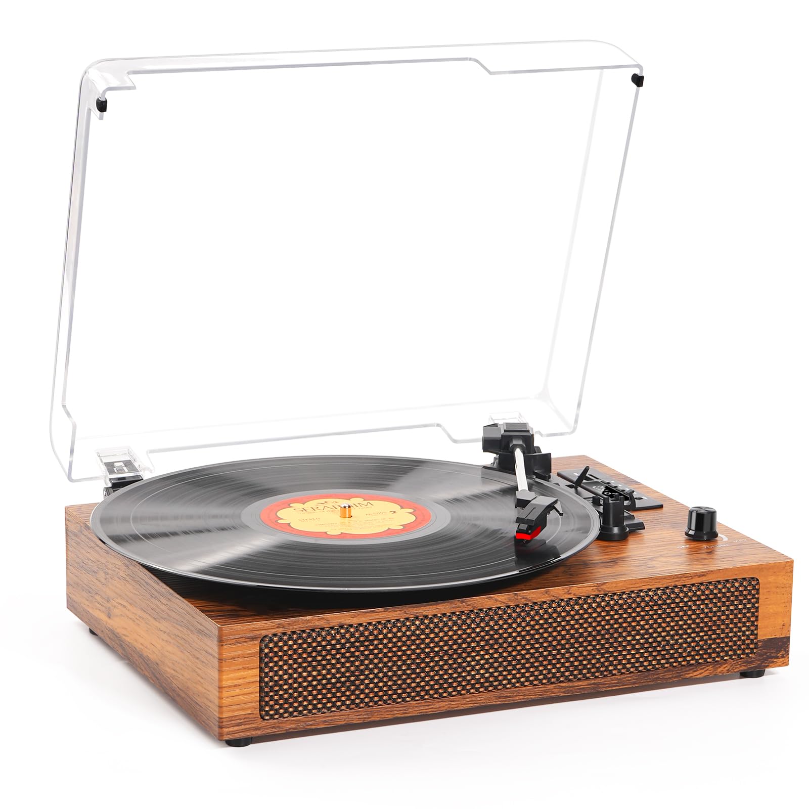 Vinyl Record Player with Built-in Bluetooth USB Recording Stereo Speakers Belt-Driven Vintage Record Player 3 Speeds & 3 Sizes Portable AUX Input - Ideal for Music Enthusiasts