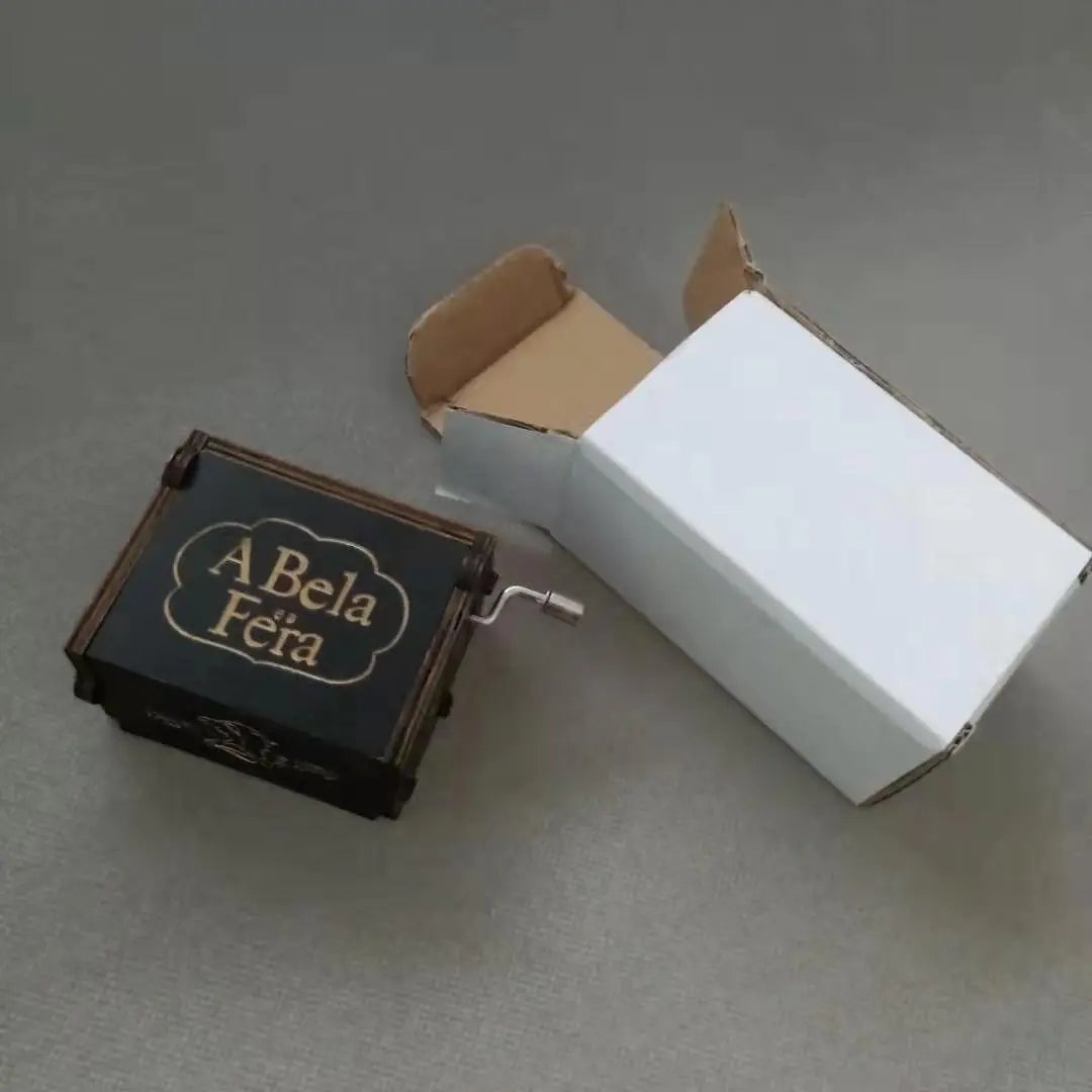 Carved Music Box - Classic Hand-Crank Wooden Box