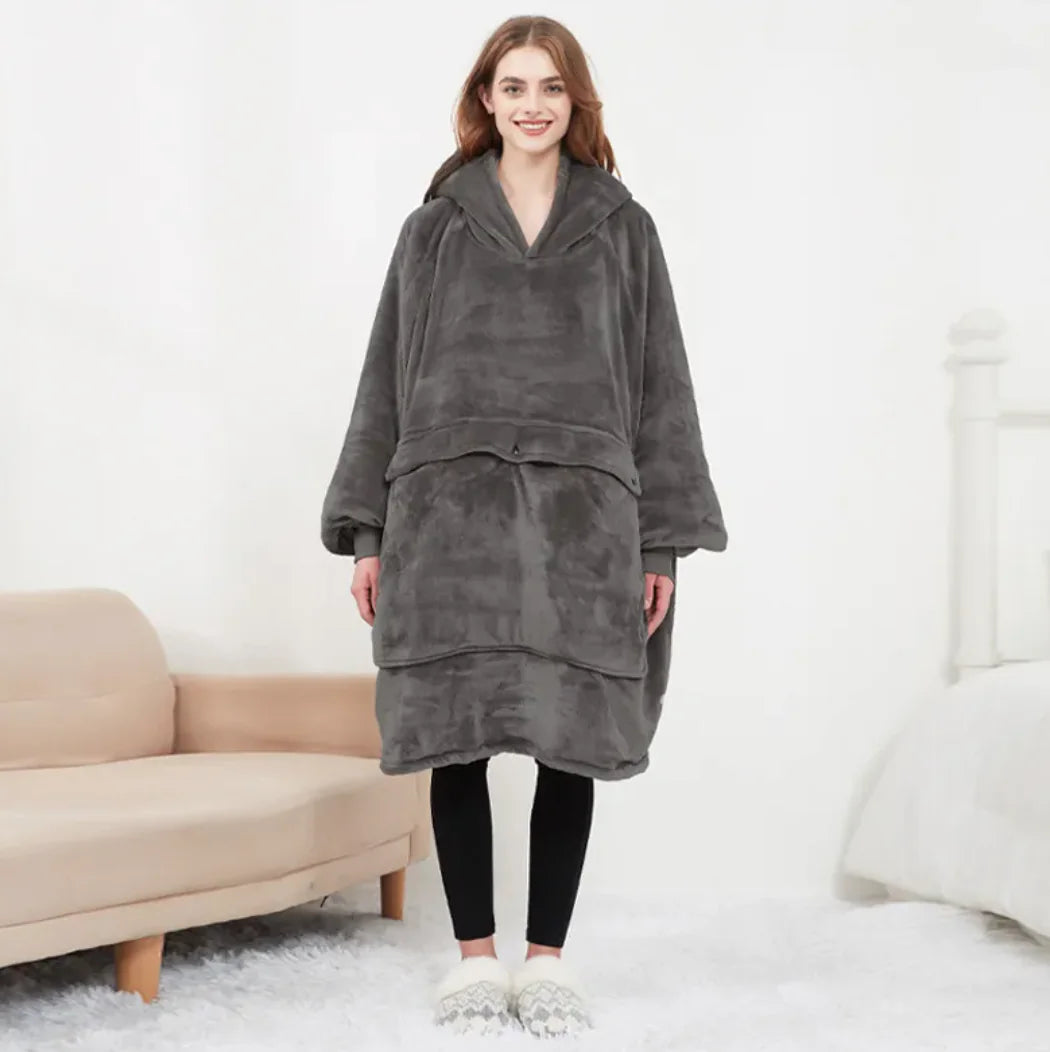 USB Heated Oversized Sherpa Hoodie Blanket