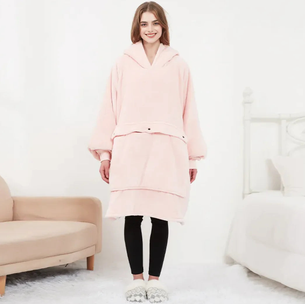 USB Heated Oversized Sherpa Hoodie Blanket