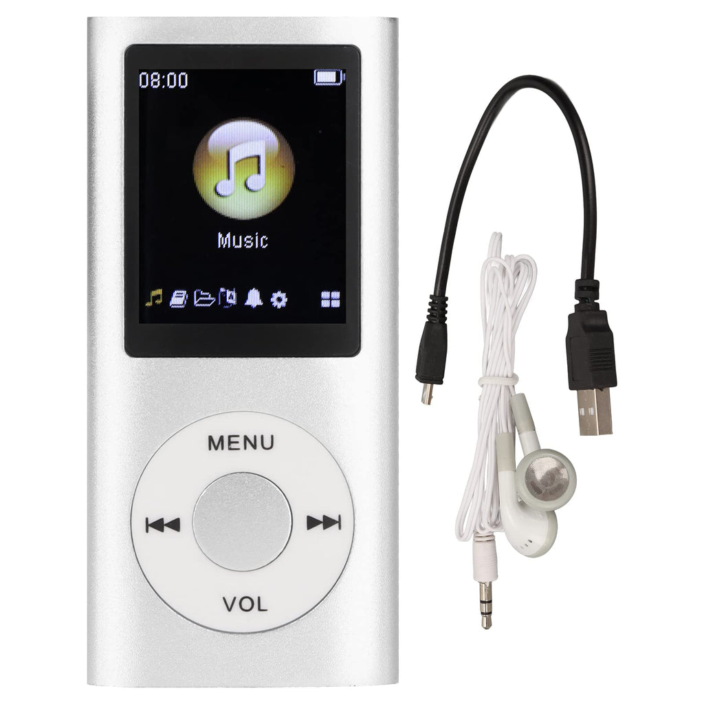 MP3 Player 64GB Music Player Lossless Music Slim 1.8 Inch LCD Screen Portable MP3 Music Player Includes Charging Cable and Earphone Easy to Carry (Silver)