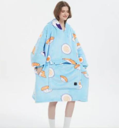 USB Heated Oversized Sherpa Hoodie Blanket