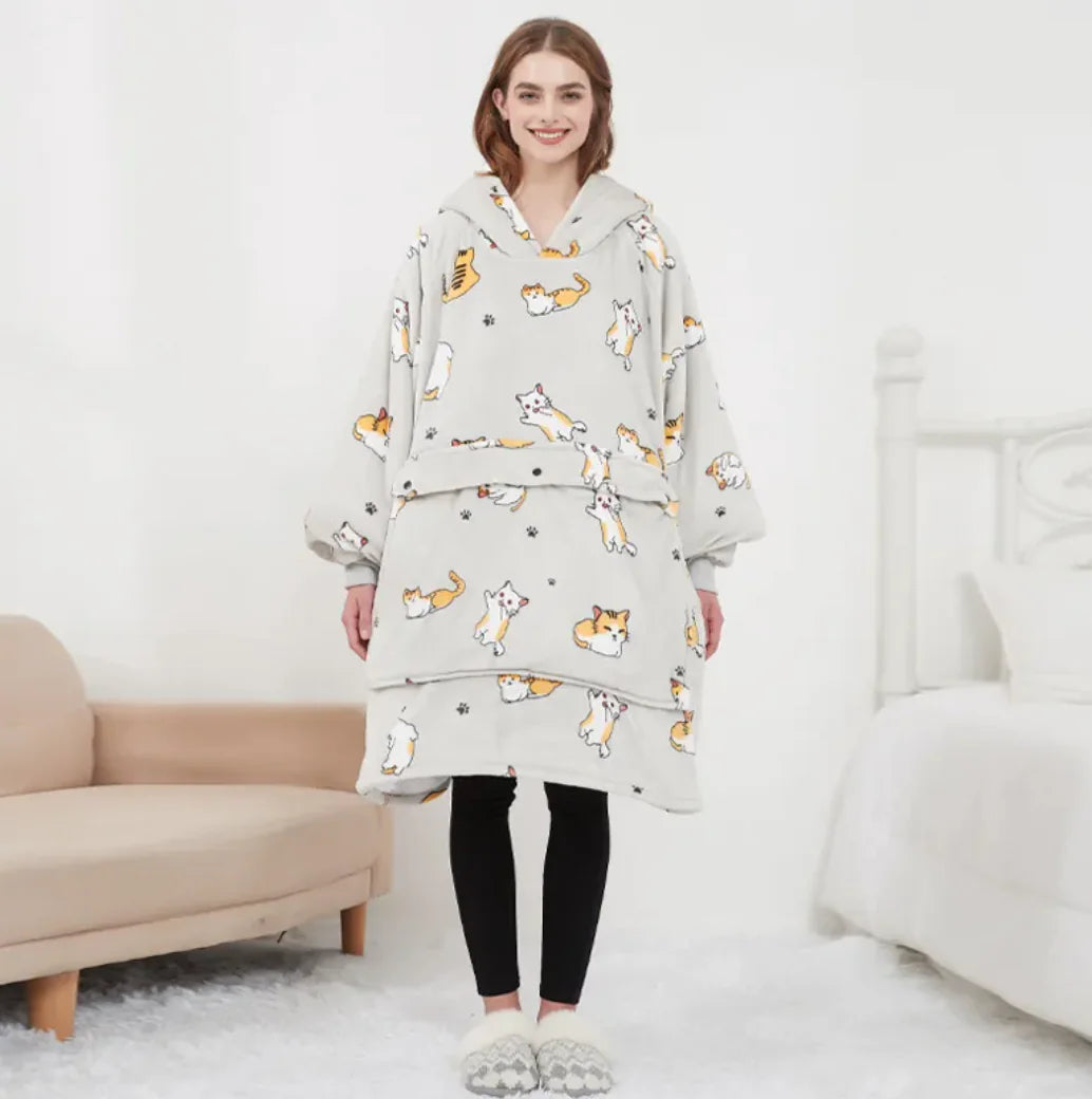 USB Heated Oversized Sherpa Hoodie Blanket