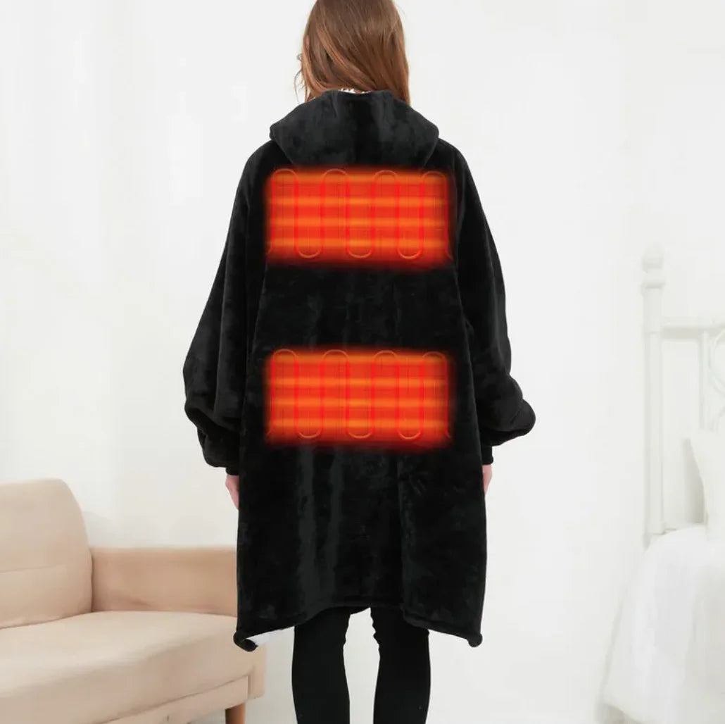 USB Heated Oversized Sherpa Hoodie Blanket
