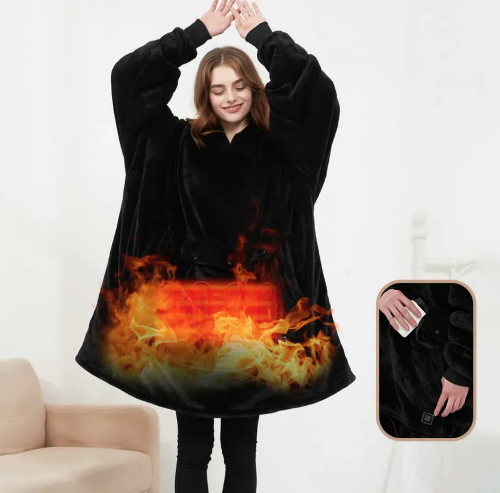 USB Heated Oversized Sherpa Hoodie Blanket