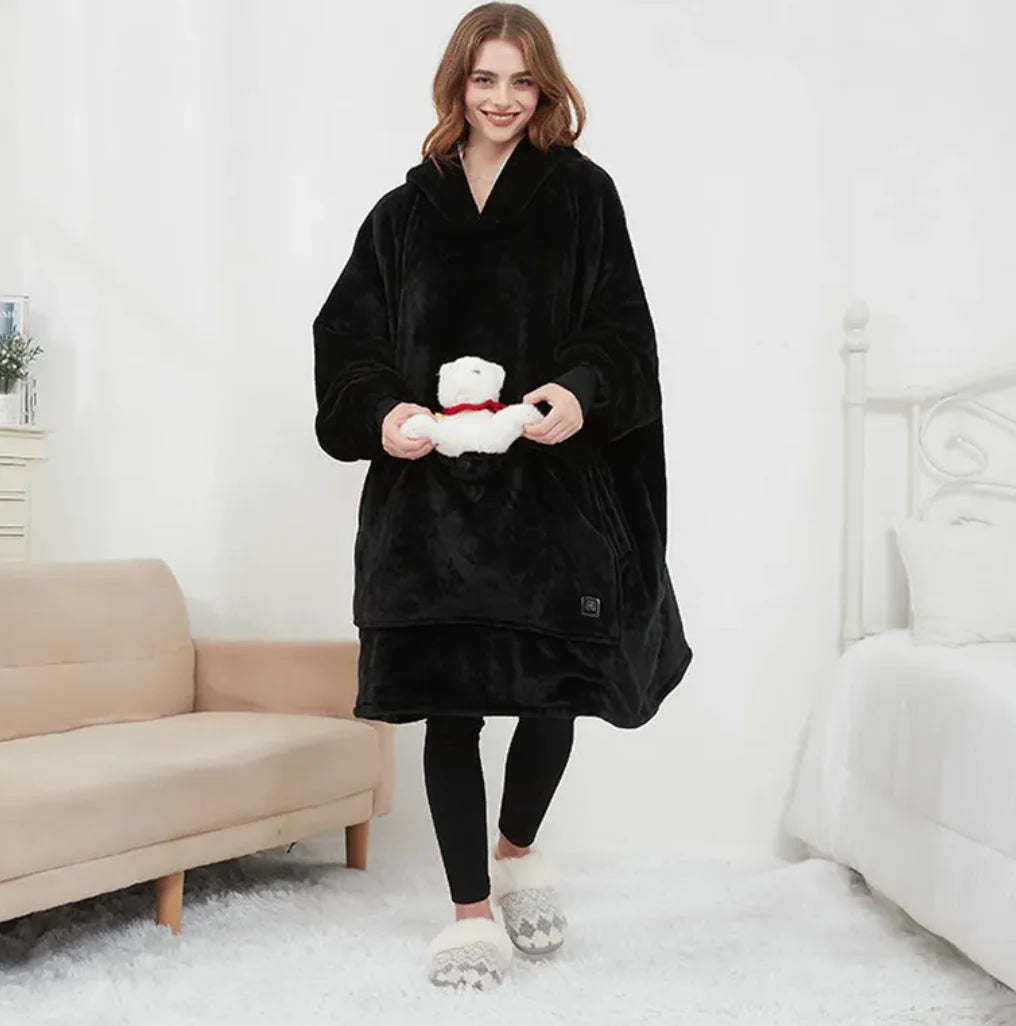 USB Heated Oversized Sherpa Hoodie Blanket